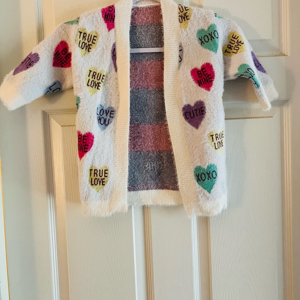 Heart Patterned Open Cardigan
